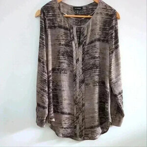 LE CHATEAU | Women's Brownish/Gray Long Sleeved Relaxed Boat Neck Blouse